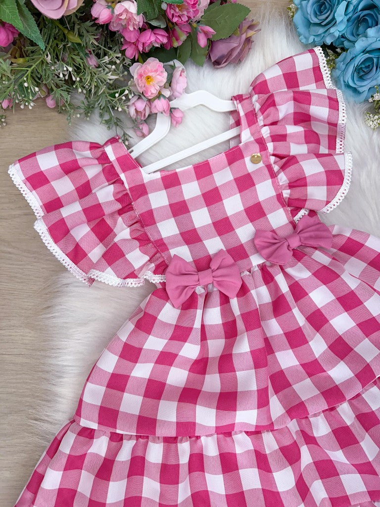 Vestido Banana Club Aline Xadrez Rosa - Leveza e Elegância para Meninas | Bebeloo Kids