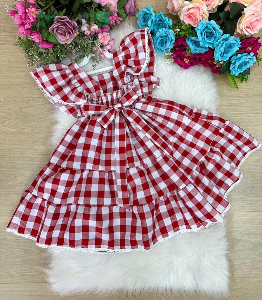 Vestido Banana Club Aline Xadrez Vermelho - Leveza e Elegância para Meninas | Bebeloo Kids
