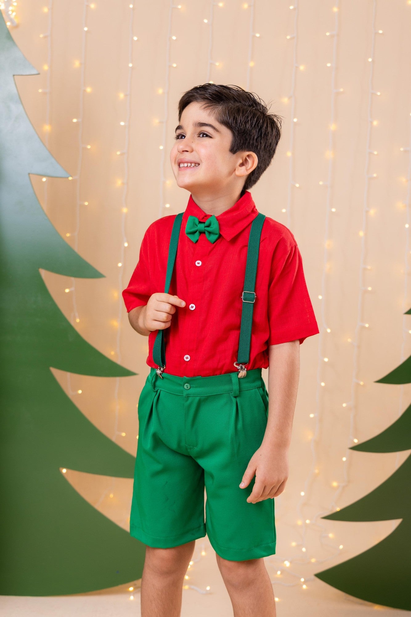 Conjunto Miss Cherry Henry Camisa Vermelha Suspensorio Verde - Estilo Delicado para o Dia a Dia | Bebeloo Kids