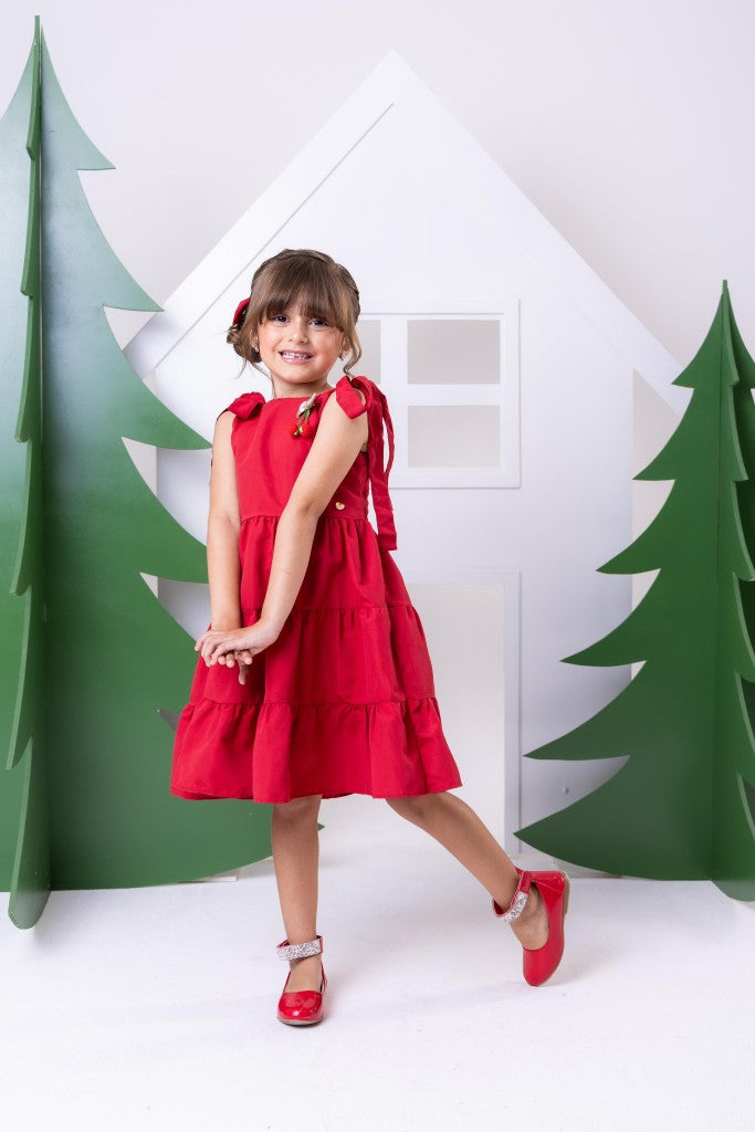 Vestido Blogueirinha Vermelho Cerejinha - Leveza e Elegância para Meninas | Bebeloo Kids