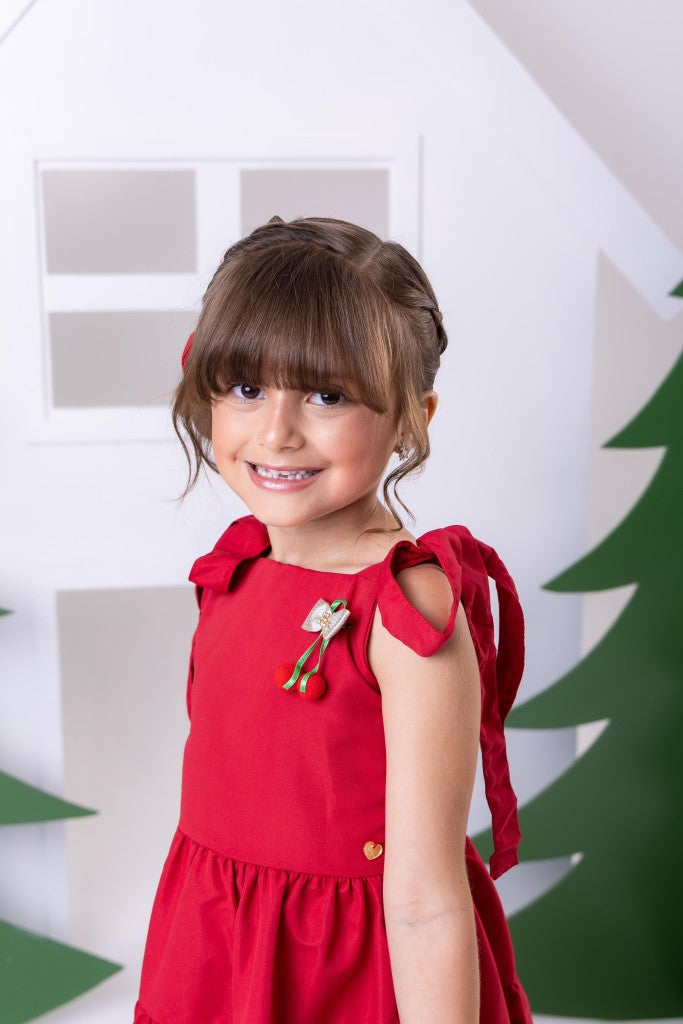 Vestido Blogueirinha Vermelho Cerejinha - Leveza e Elegância para Meninas | Bebeloo Kids