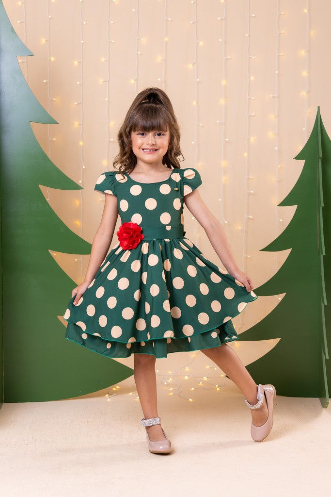 Vestido Banana Club Helen Verde Bolinhas - Leveza e Elegância para Meninas | Bebeloo Kids