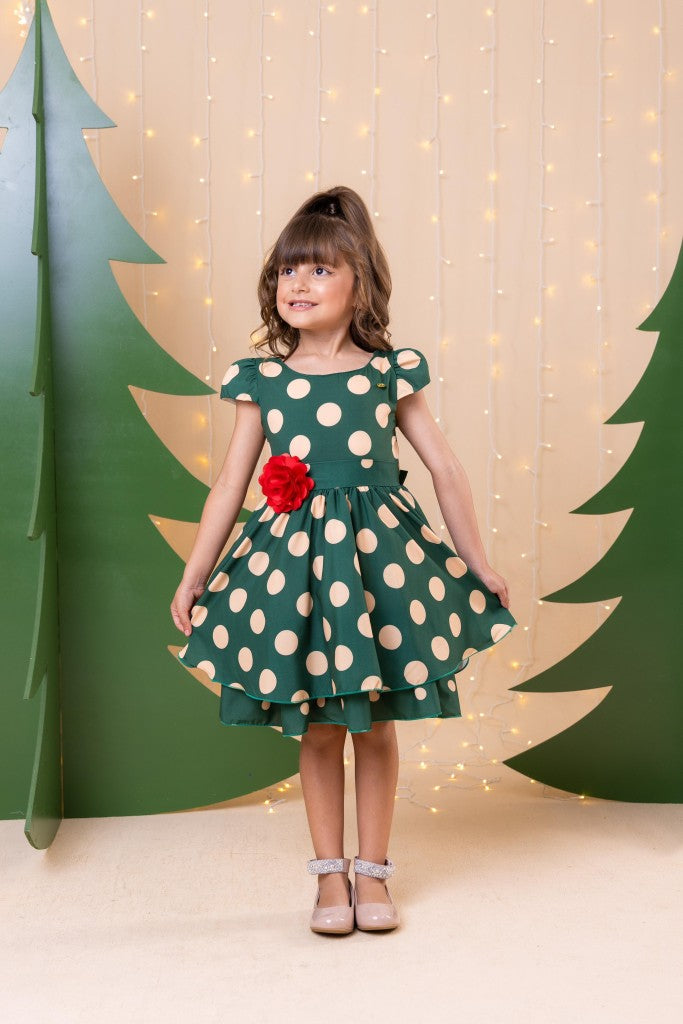 Vestido Banana Club Helen Verde Bolinhas - Leveza e Elegância para Meninas | Bebeloo Kids