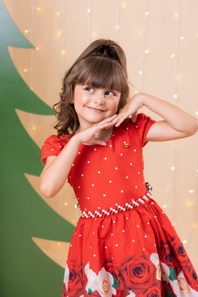 Vestido Banana Club Natal Natasha Vermelho - Leveza e Elegância para Meninas | Bebeloo Kids