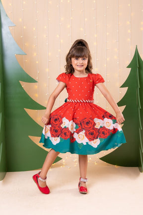 Vestido Banana Club Natal Natasha Vermelho - Leveza e Elegância para Meninas | Bebeloo Kids