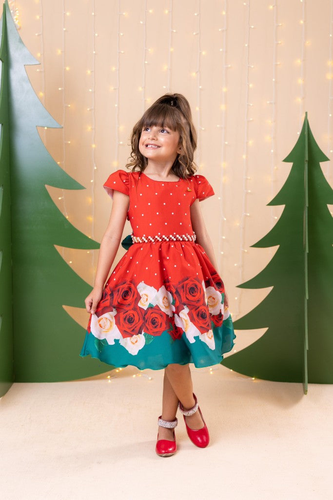 Vestido Banana Club Natal Natasha Vermelho - Leveza e Elegância para Meninas | Bebeloo Kids
