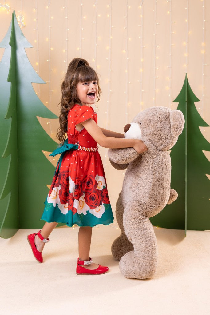 Vestido Banana Club Natal Natasha Vermelho - Leveza e Elegância para Meninas | Bebeloo Kids