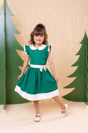 Vestido Blogueirinha Camile Verde - Natal - Leveza e Elegância para Meninas | Bebeloo Kids