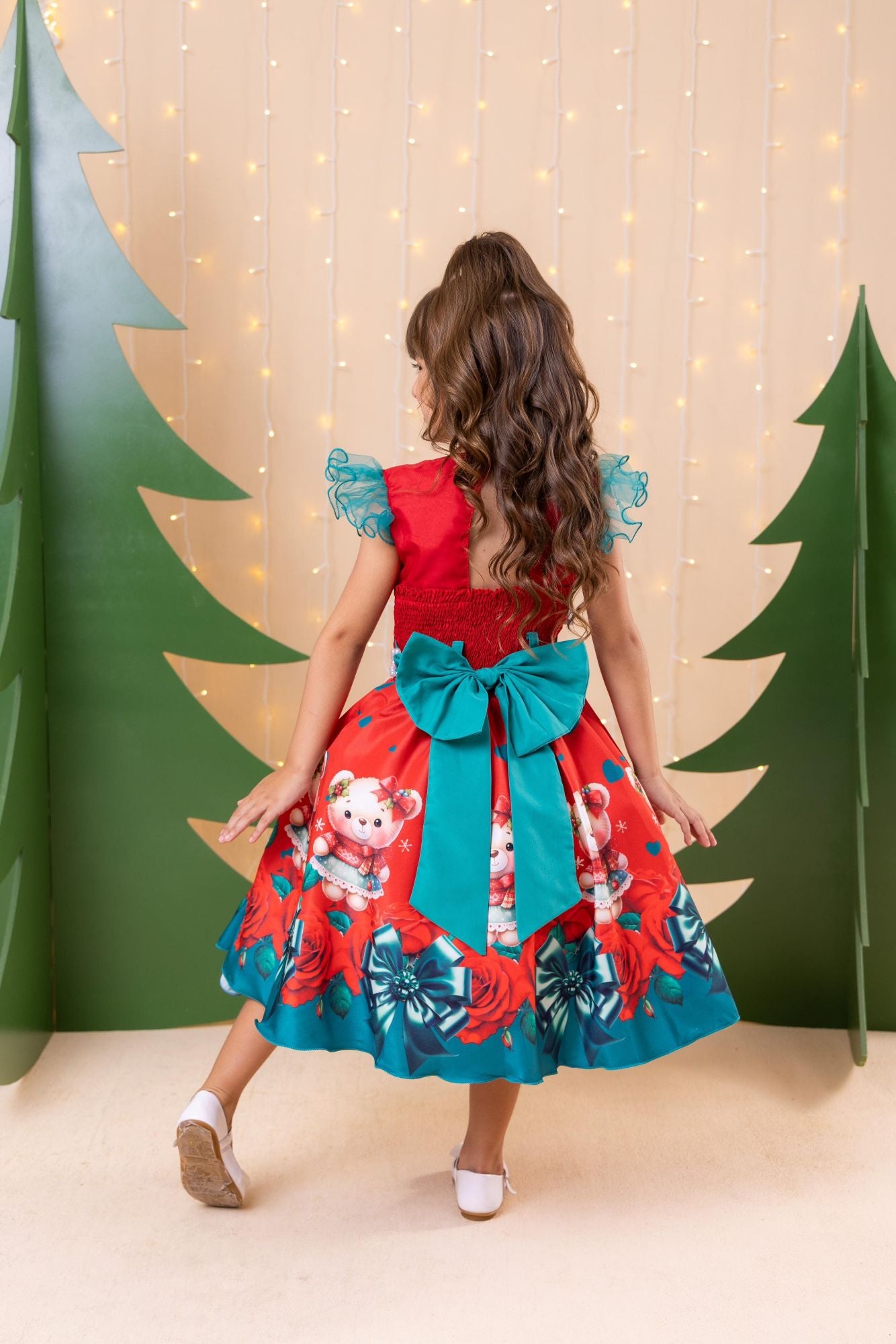 Vestido Marie Betina Ursinhos Vermelho - Natal - Leveza e Elegância para Meninas | Bebeloo Kids