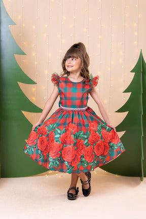 Vestido Marie Eduarda Floral Vermelho - Natal - Leveza e Elegância para Meninas | Bebeloo Kids