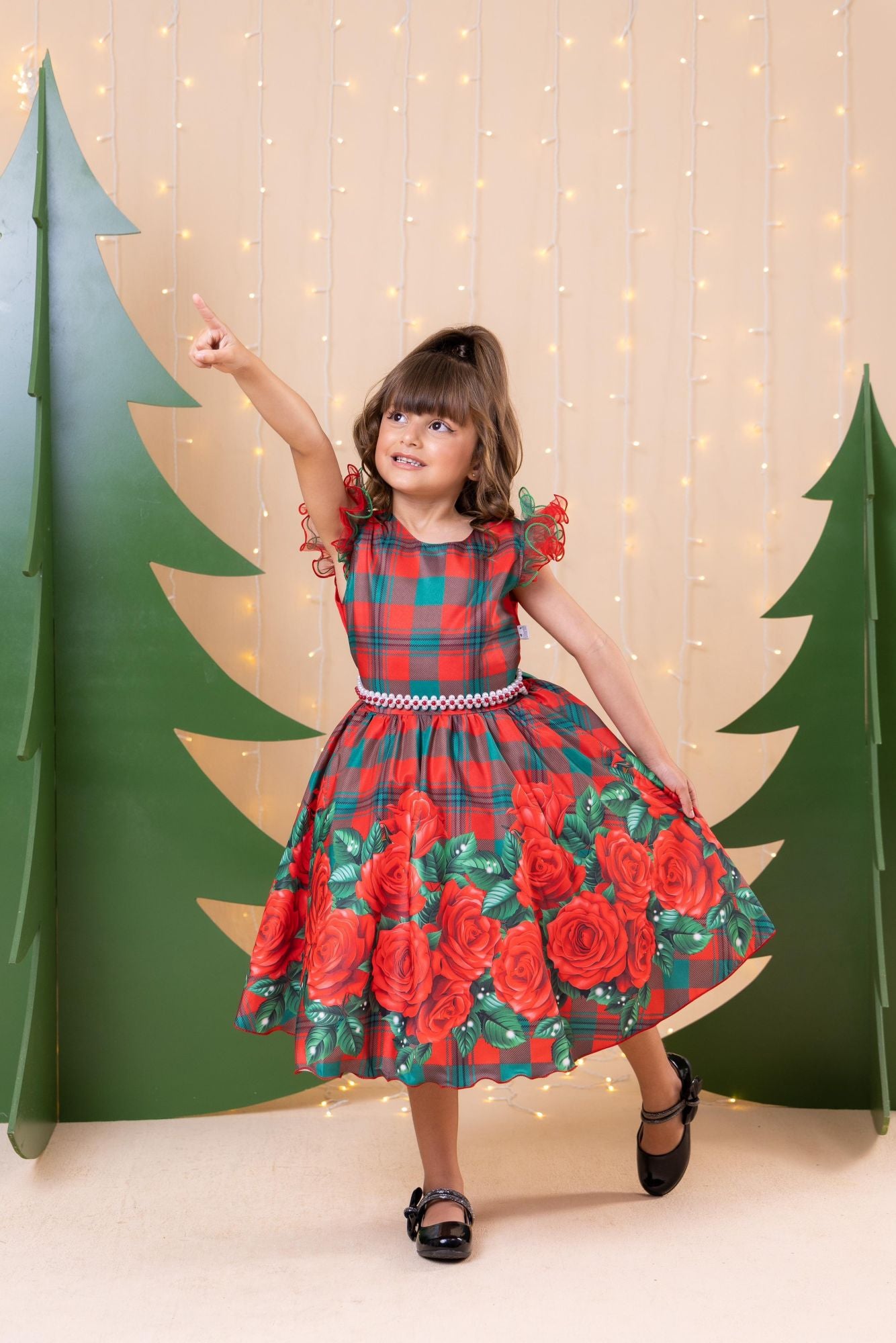Vestido Marie Eduarda Floral Vermelho - Natal - Leveza e Elegância para Meninas | Bebeloo Kids