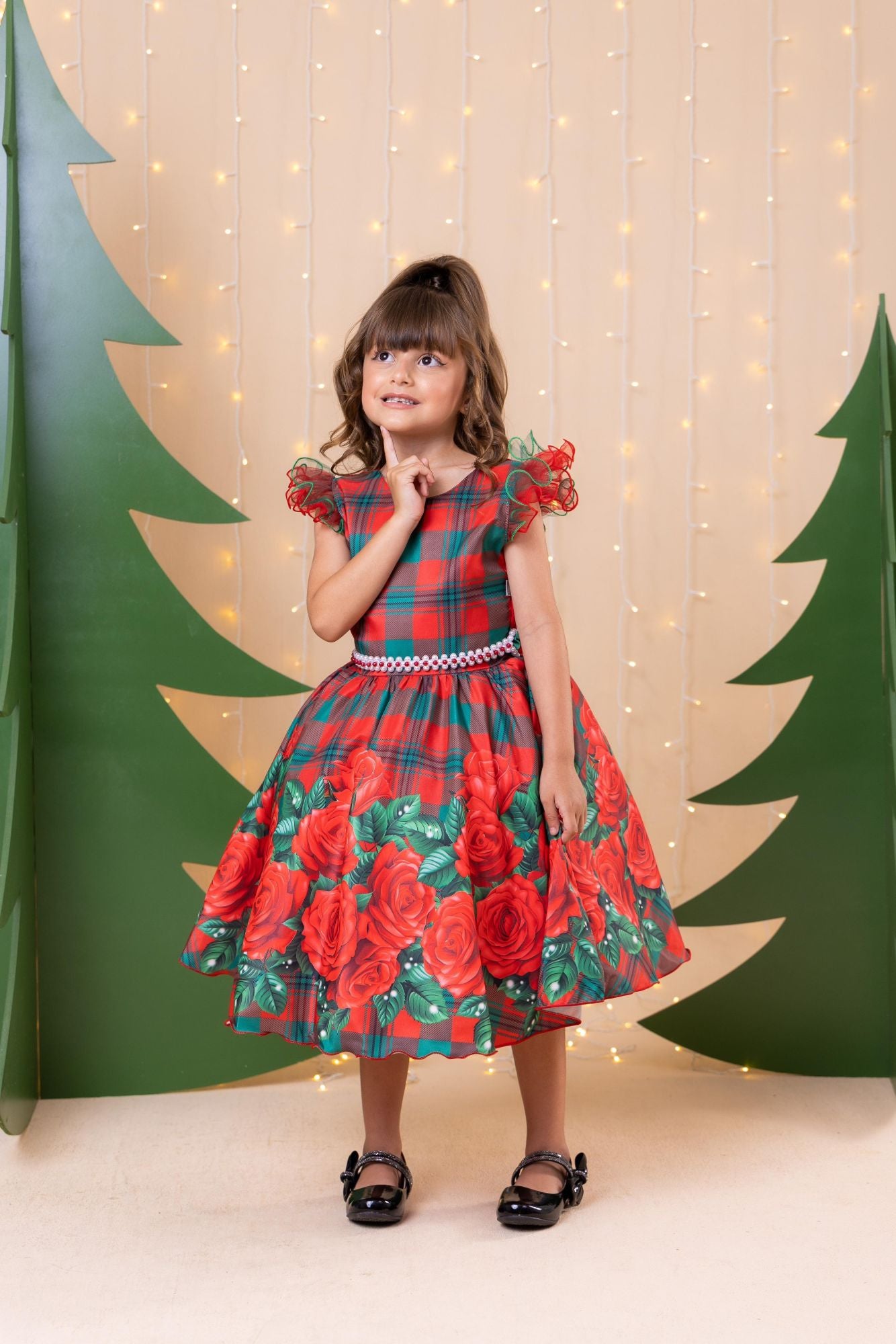 Vestido Marie Eduarda Floral Vermelho - Natal - Leveza e Elegância para Meninas | Bebeloo Kids