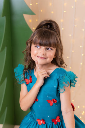 Vestido Marie Lola Verde Florido Natal - Leveza e Elegância para Meninas | Bebeloo Kids