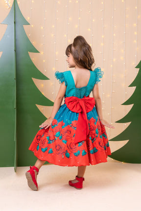 Vestido Marie Lola Verde Florido Natal - Leveza e Elegância para Meninas | Bebeloo Kids