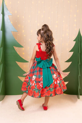 Vestido Marie Madeline Ursinho Xadrez Vermelho - Natal - Leveza e Elegância para Meninas | Bebeloo Kids