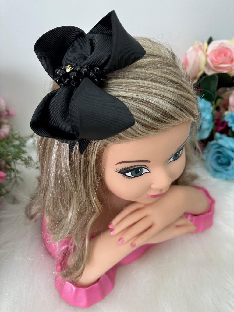 Laço Strass Maria Alice Preto - Toque Delicado para Completar o Visual | Bebeloo Kids