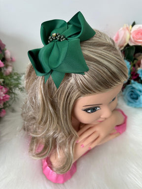 Laço Strass Maria Alice Verde Bandeira - Toque Delicado para Completar o Visual | Bebeloo Kids
