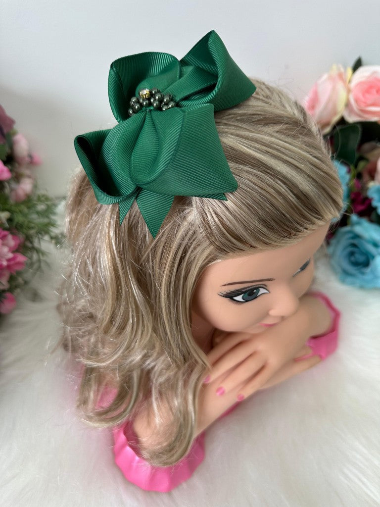 Laço Strass Maria Alice Verde Bandeira - Toque Delicado para Completar o Visual | Bebeloo Kids