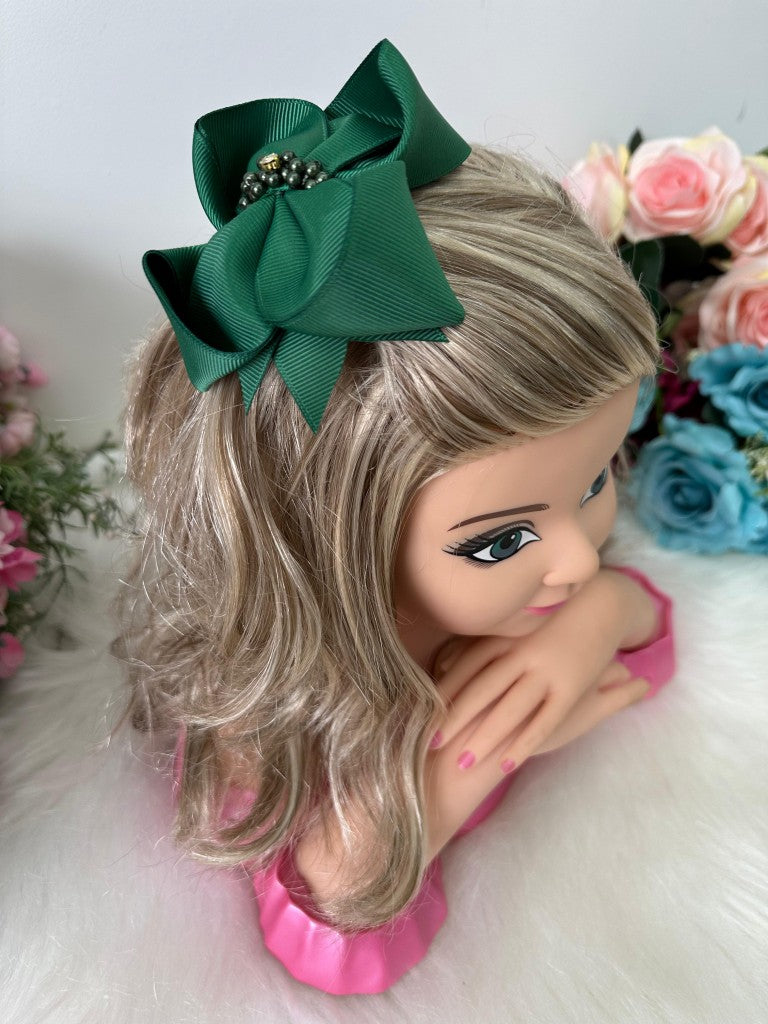 Laço Strass Maria Alice Verde Bandeira - Toque Delicado para Completar o Visual | Bebeloo Kids