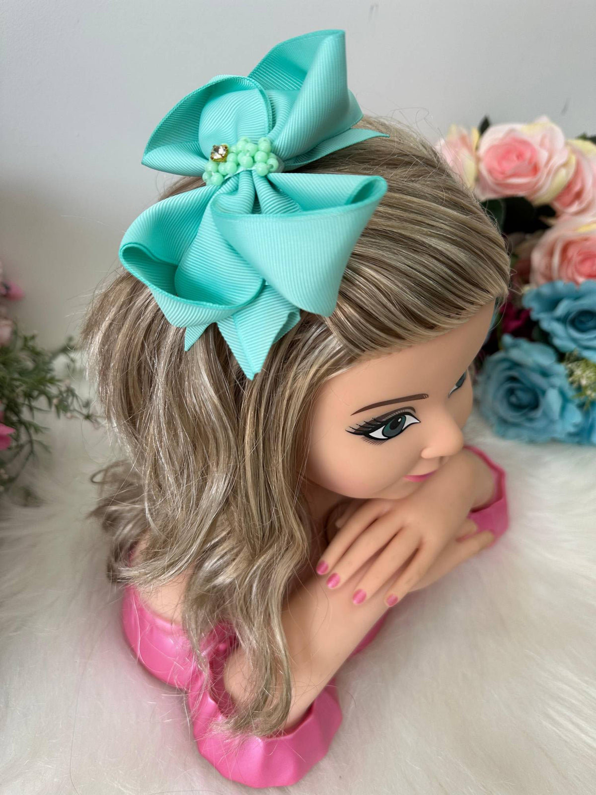 Laço Strass Maria Alice Verde Tiffany - Toque Delicado para Completar o Visual | Bebeloo Kids