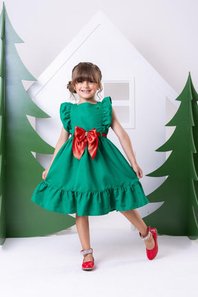 Vestido Blogueirinha Natali Verde - Natal - Leveza e Elegância para Meninas | Bebeloo Kids