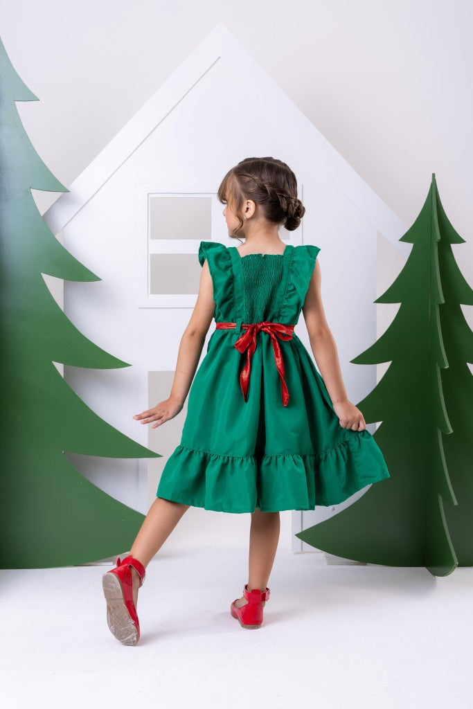Vestido Blogueirinha Natali Verde - Natal - Leveza e Elegância para Meninas | Bebeloo Kids