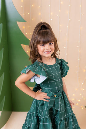 Vestido Banana Club Natal Patty Verde - Leveza e Elegância para Meninas | Bebeloo Kids
