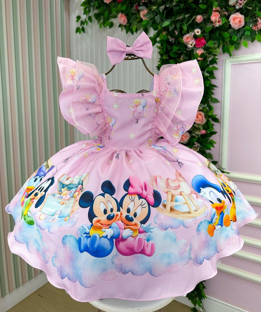 Vestido Temáticos Kids Turma Mickey Mouse Baby Disney - Leveza e Elegância para Meninas | Bebeloo Kids