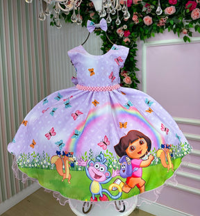 Vestido Tematicos Ysa Kids Dora Aventureira Lilas - Leveza e Elegância para Meninas | Bebeloo Kids