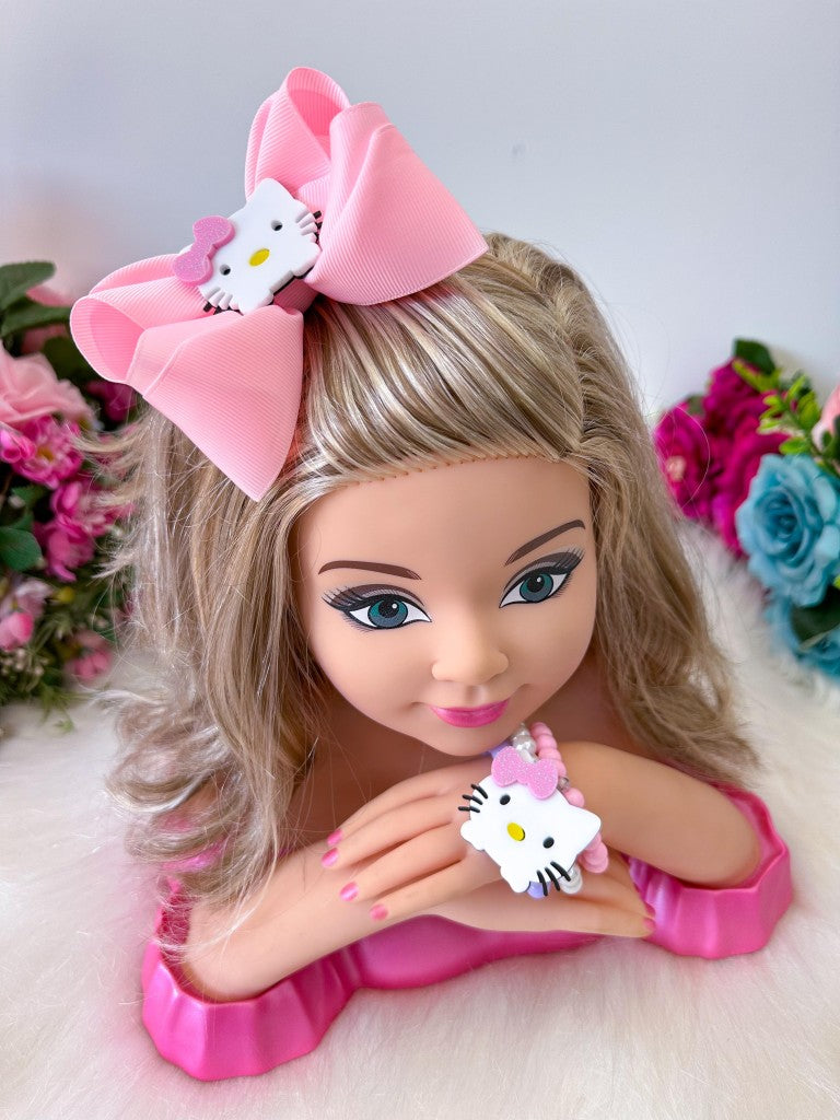 Laço Tematico Hello Kitty + Pulseiras - Toque Delicado para Completar o Visual | Bebeloo Kids
