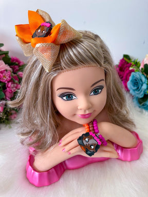 Laço Tematico Moana + Pulseiras - Toque Delicado para Completar o Visual | Bebeloo Kids