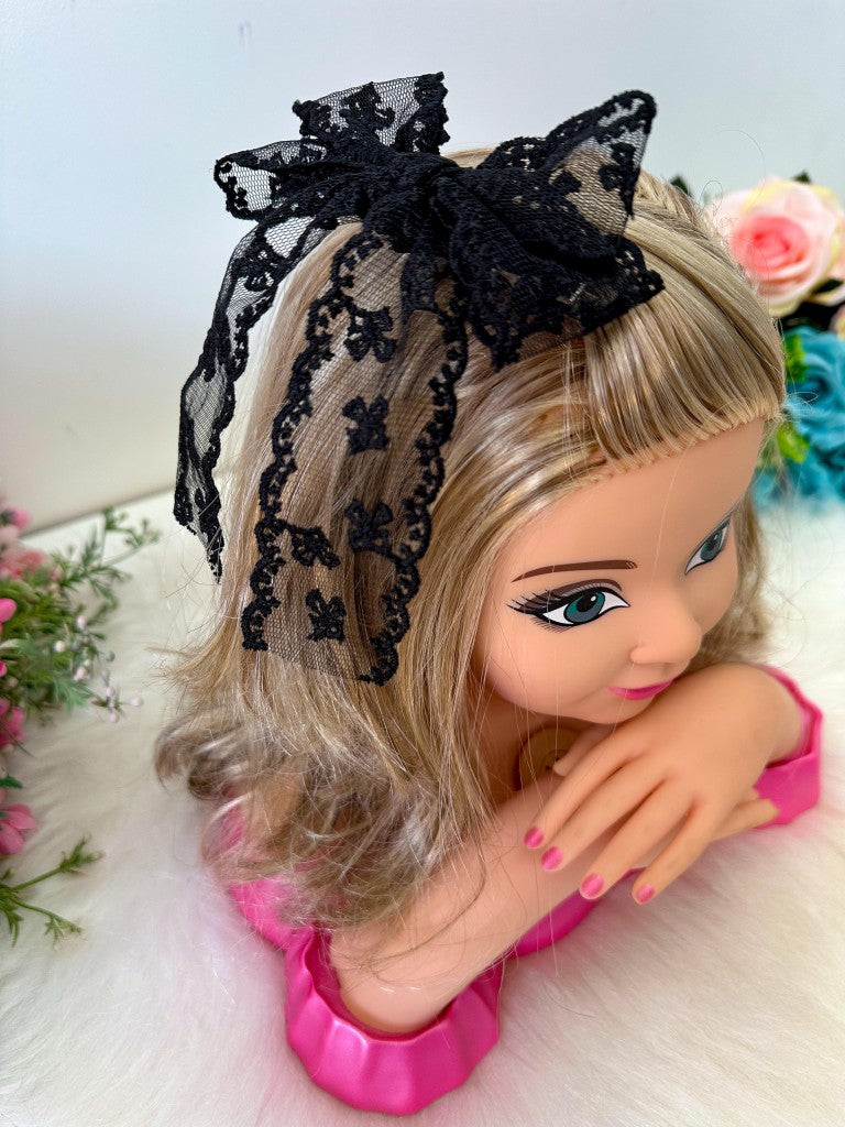 Laço Jessica Renda Preto - Toque Delicado para Completar o Visual | Bebeloo Kids