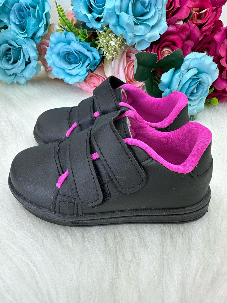 Tenis D Milan Vivi Preto Com Pink - Qualidade e Cuidado para os Pequenos | Bebeloo Kids