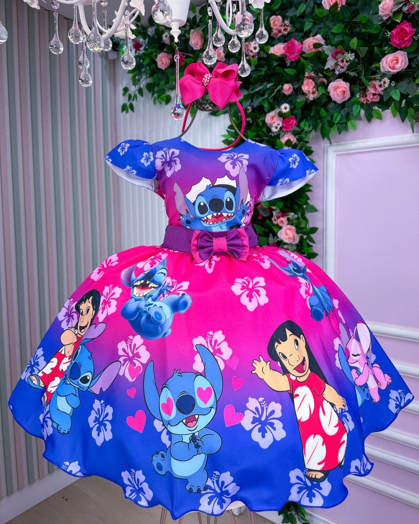 Vestido Infantil Temáticos Luxo Lilo e Stitch (VESTINFTMCLXSTCH)
