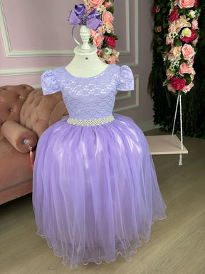 Vestido Enjoy Longo Laura Lilas Rendado - Diversão e Encanto para Brincar | Bebeloo Kids