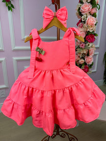 Vestido Blogueirinha Rosa Neon Cerejinha - Leveza e Elegância para Meninas | Bebeloo Kids