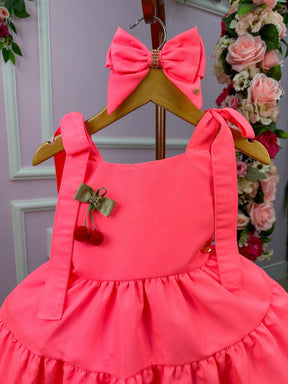 Vestido Blogueirinha Rosa Neon Cerejinha - Leveza e Elegância para Meninas | Bebeloo Kids