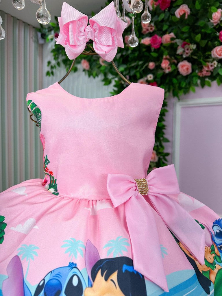 Vestido Infantil Temáticos Luxo Lilo e Stitch Rosa - Leveza e Elegância para Meninas | Bebeloo Kids
