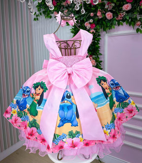 Vestido Infantil Temáticos Luxo Lilo e Stitch Rosa - Leveza e Elegância para Meninas | Bebeloo Kids