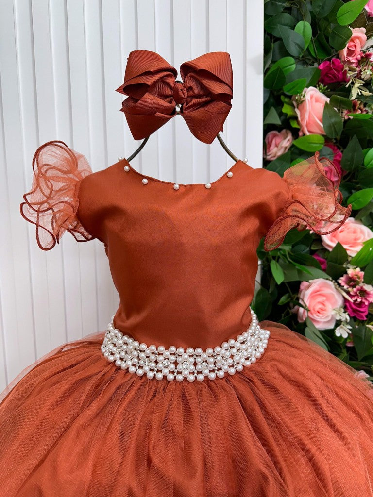 Vestido Marie Longo Amanda Terracota - Leveza e Elegância para Meninas | Bebeloo Kids