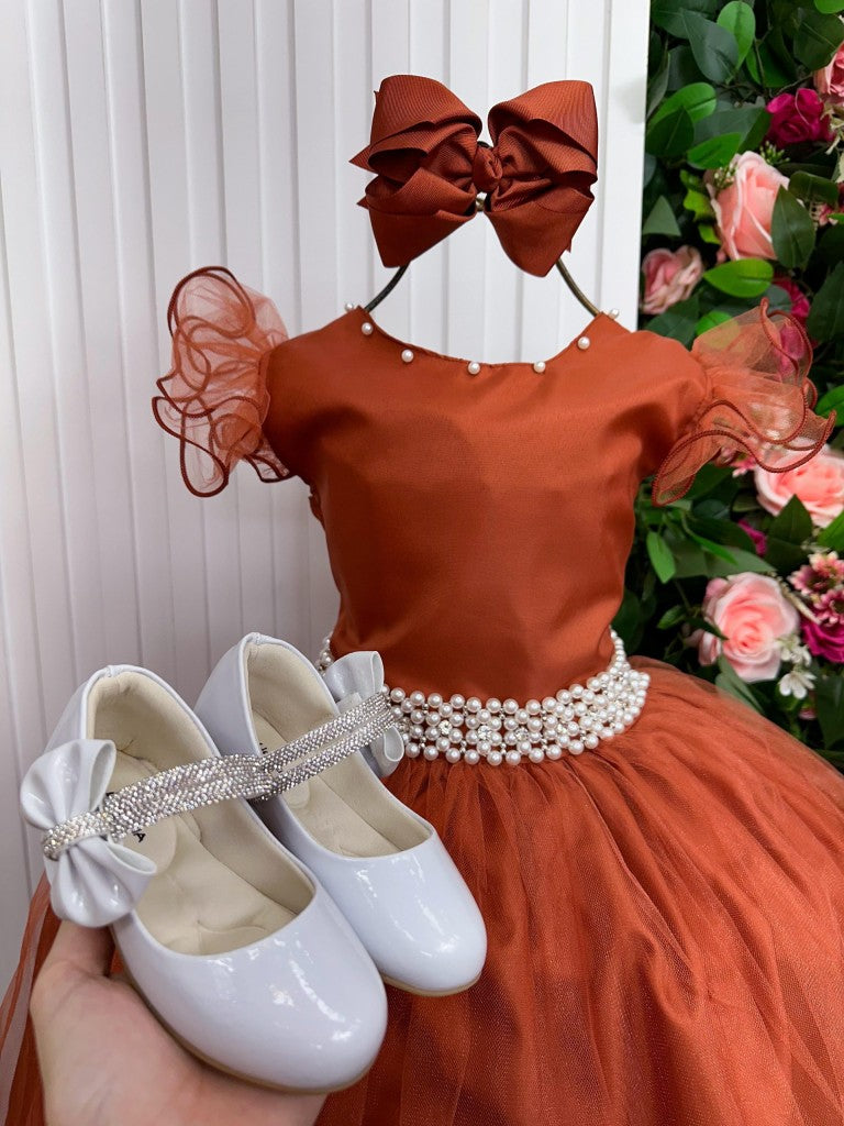 Vestido Marie Longo Amanda Terracota - Leveza e Elegância para Meninas | Bebeloo Kids