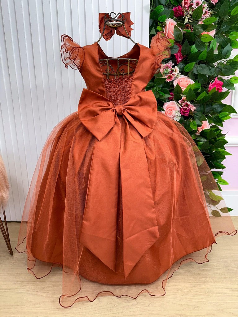 Vestido Marie Longo Amanda Terracota - Leveza e Elegância para Meninas | Bebeloo Kids