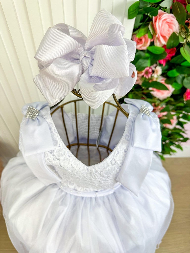 Vestido Marie Longo Branco Peito Rendado - Leveza e Elegância para Meninas | Bebeloo Kids