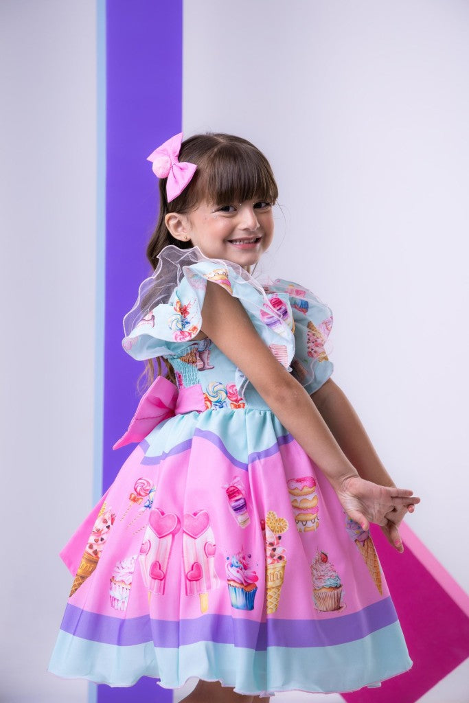 Vestido Tematicos Kids Doces - Doceria - Candy - Leveza e Elegância para Meninas | Bebeloo Kids