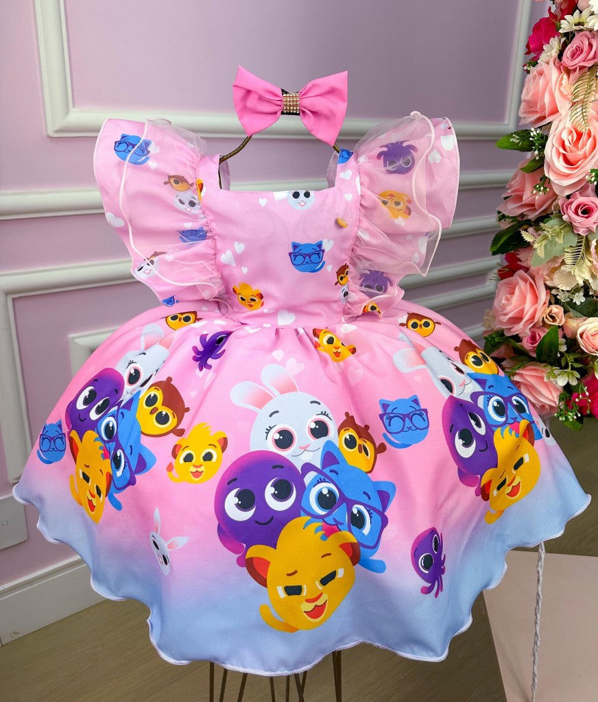 Vestido Temáticos Kids Bolofofos - Bolo Fofos Rosa Bebe - Leveza e Elegância para Meninas | Bebeloo Kids