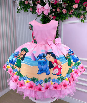 Vestido Infantil Temáticos Luxo Lilo e Stitch Rosa - Leveza e Elegância para Meninas | Bebeloo Kids