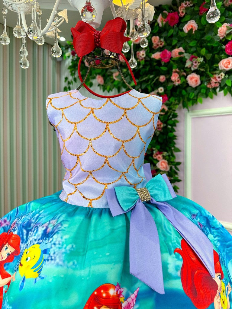 Vestido Infantil Temáticos Luxo Ariel - Sereia Modelo 2 - Leveza e Elegância para Meninas | Bebeloo Kids