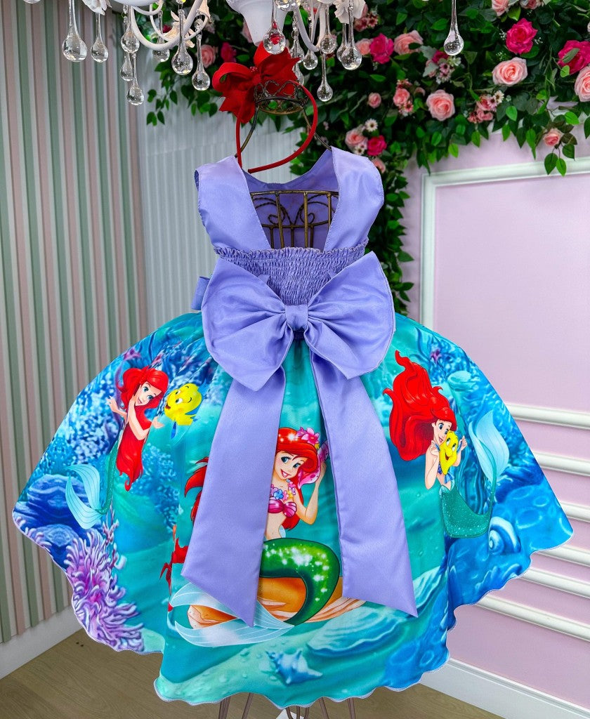 Vestido Infantil Temáticos Luxo Ariel - Sereia Modelo 2 - Leveza e Elegância para Meninas | Bebeloo Kids