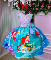 Vestido Infantil Temáticos Luxo Ariel - Sereia Modelo 2 - Leveza e Elegância para Meninas | Bebeloo Kids