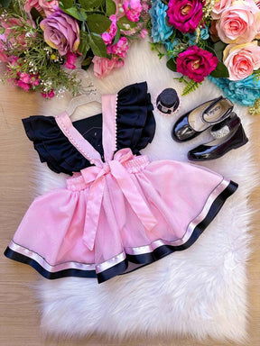 Romper/Vestido Princesa Mundo Bita Rosa e Preto - Leveza e Elegância para Meninas | Bebeloo Kids